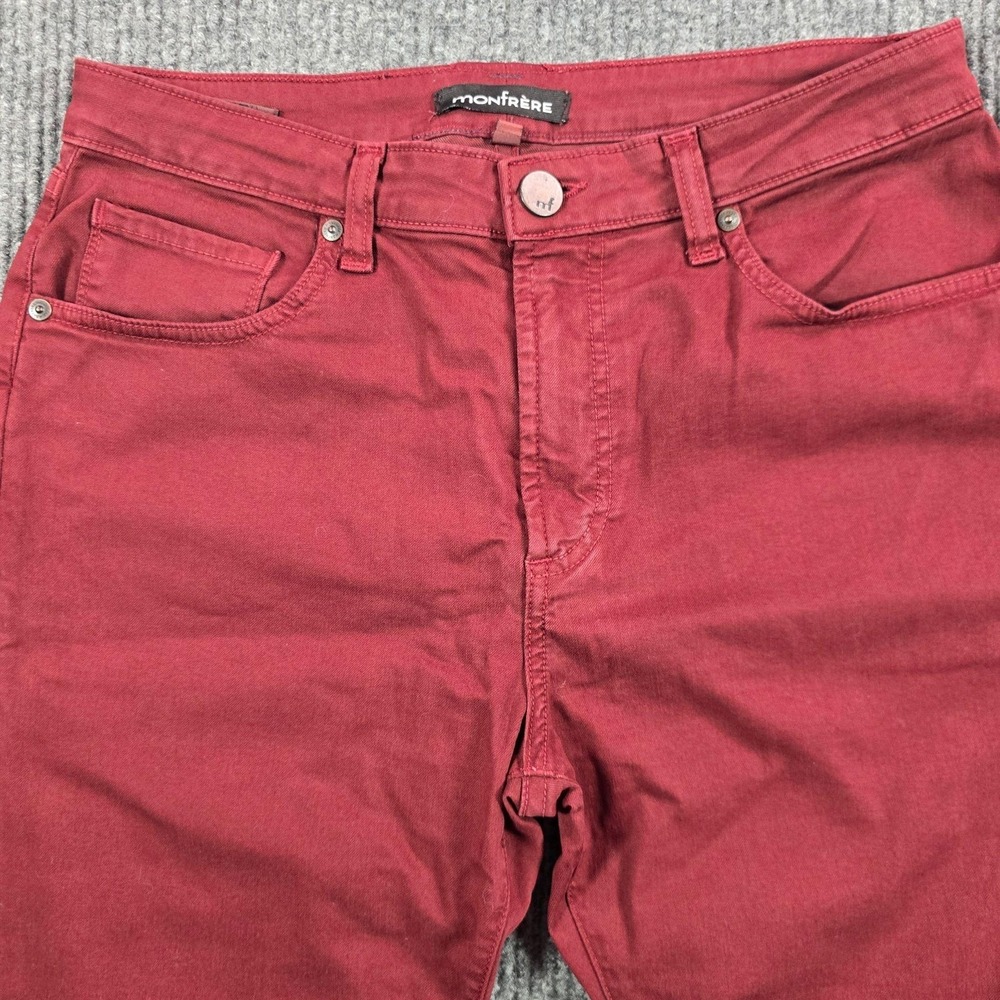Monfrere Jeans Mens 33x32 Red Denim Regular Straight 5 Pocket Zip Fly 30x25